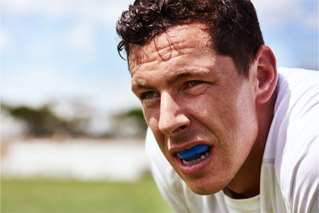 Man wearing a mouthguard